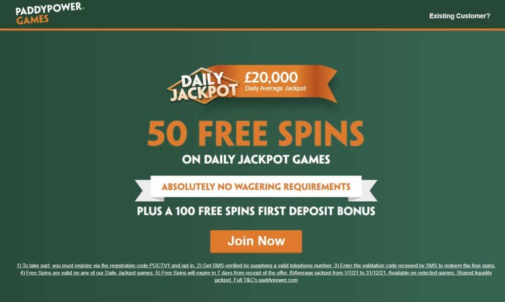 Paddy Power no deposit free spins