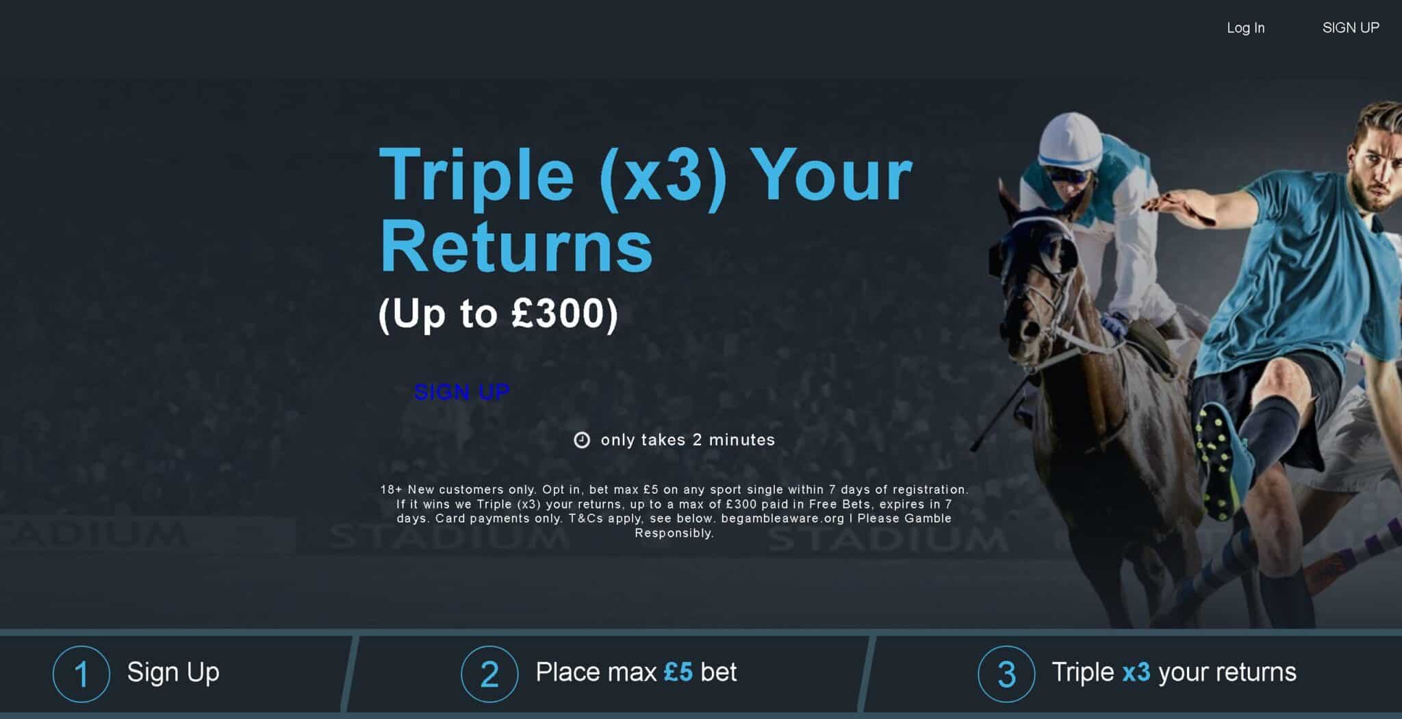 BetVictor triple returns sign-up offer