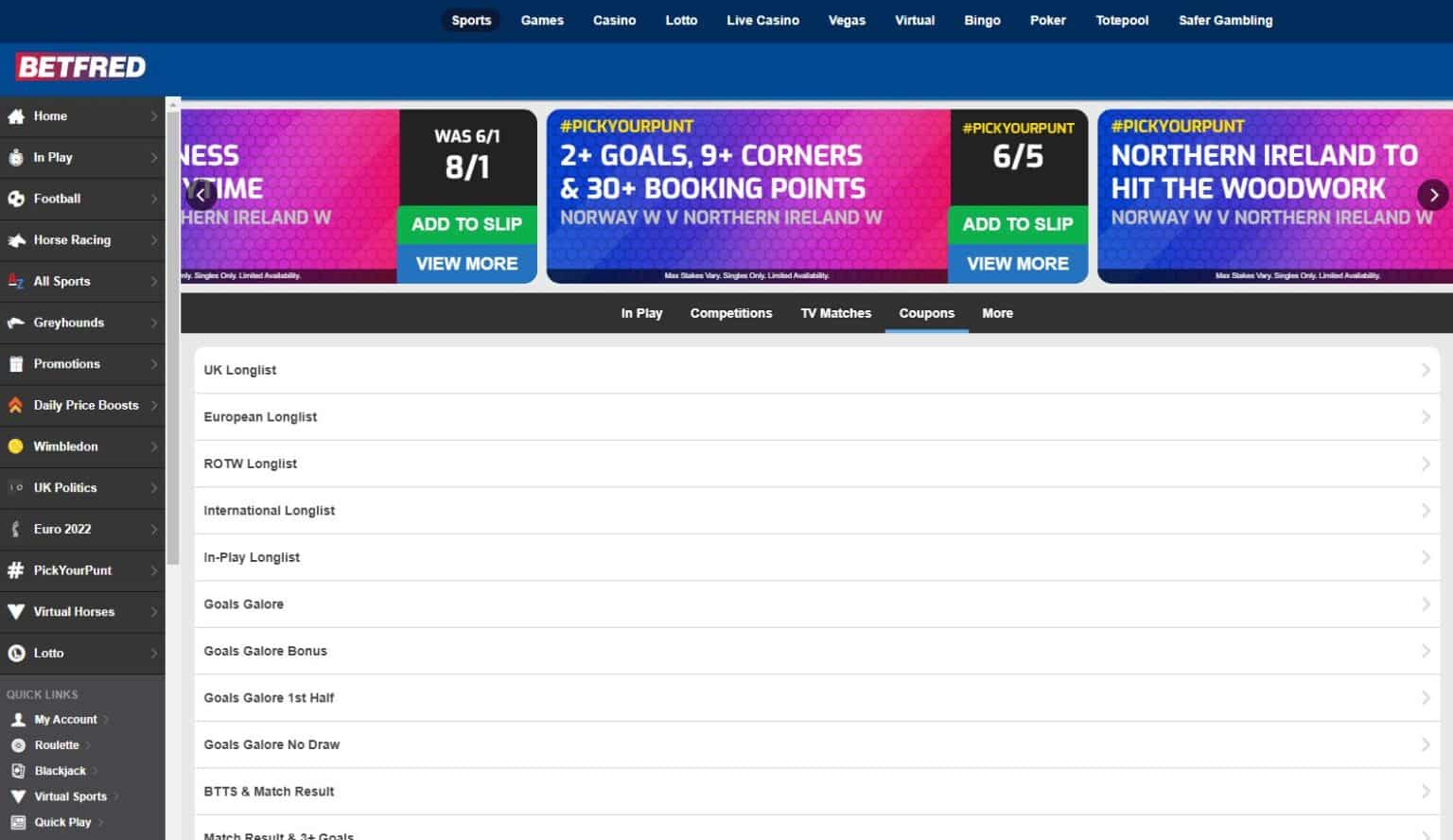 How to use the Betfred Goals Galore, Bonus and Extra Coupons