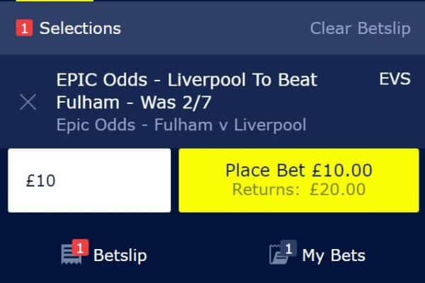 Liverpool Evens to beat Fulham