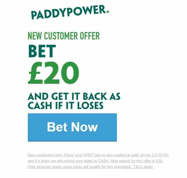 Paddy Power £20 sign-up offer