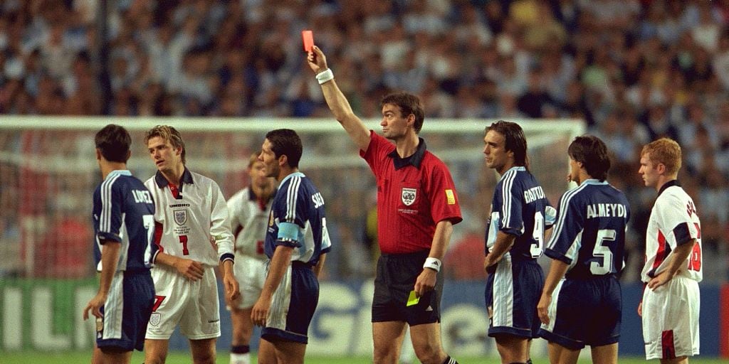 Beckham World Cup 98 red card