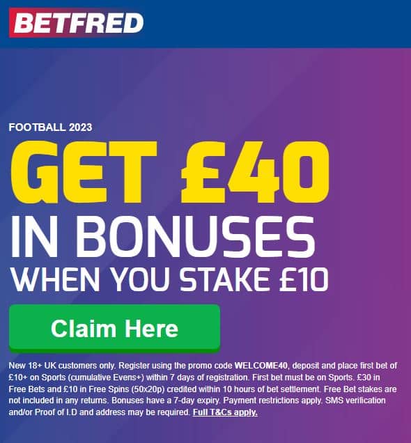 Betfred £40 sign-up offer