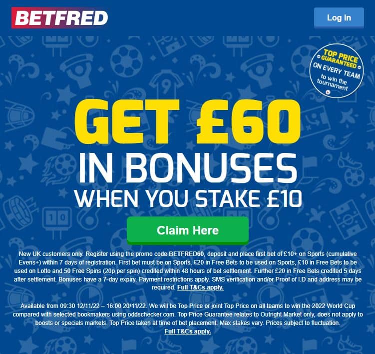 Betfred's World Cup sign-up offer