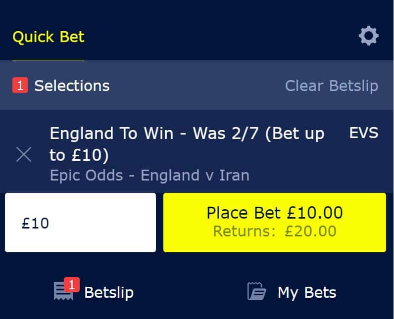 England Evens to beat Iran
