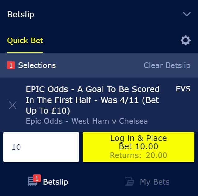 Chelsea v West Ham epic odds