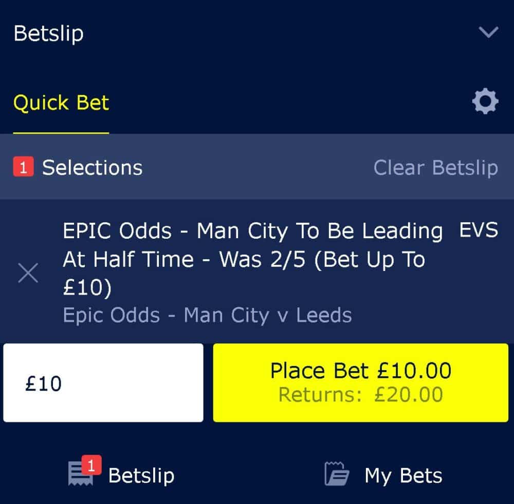 Man City vs Leeds Epic Odds offer