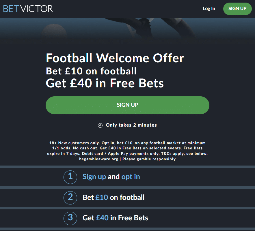 BetVictor £40 sign-up offer
