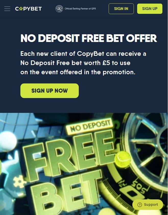 No deposit £5 free bet