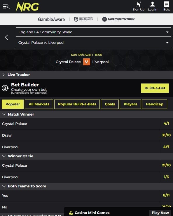 NRG Bet bet builder