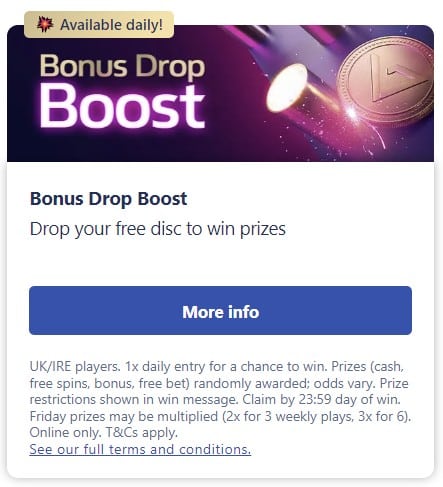 William Hill bonus drop boost