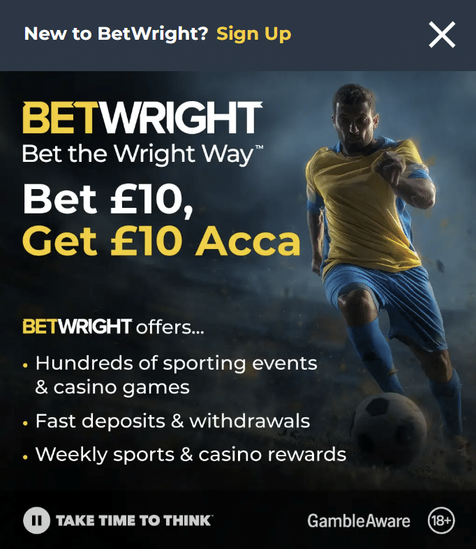 BetWright £10 accumulator offer