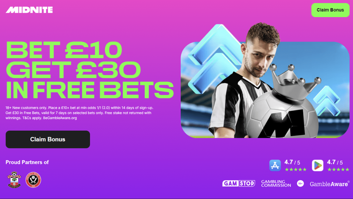 Midnite £30 free bets offer