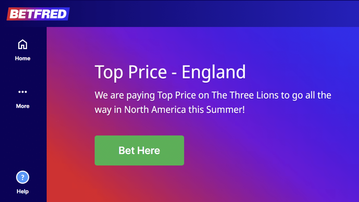 Betfred England top price to win the World Cup