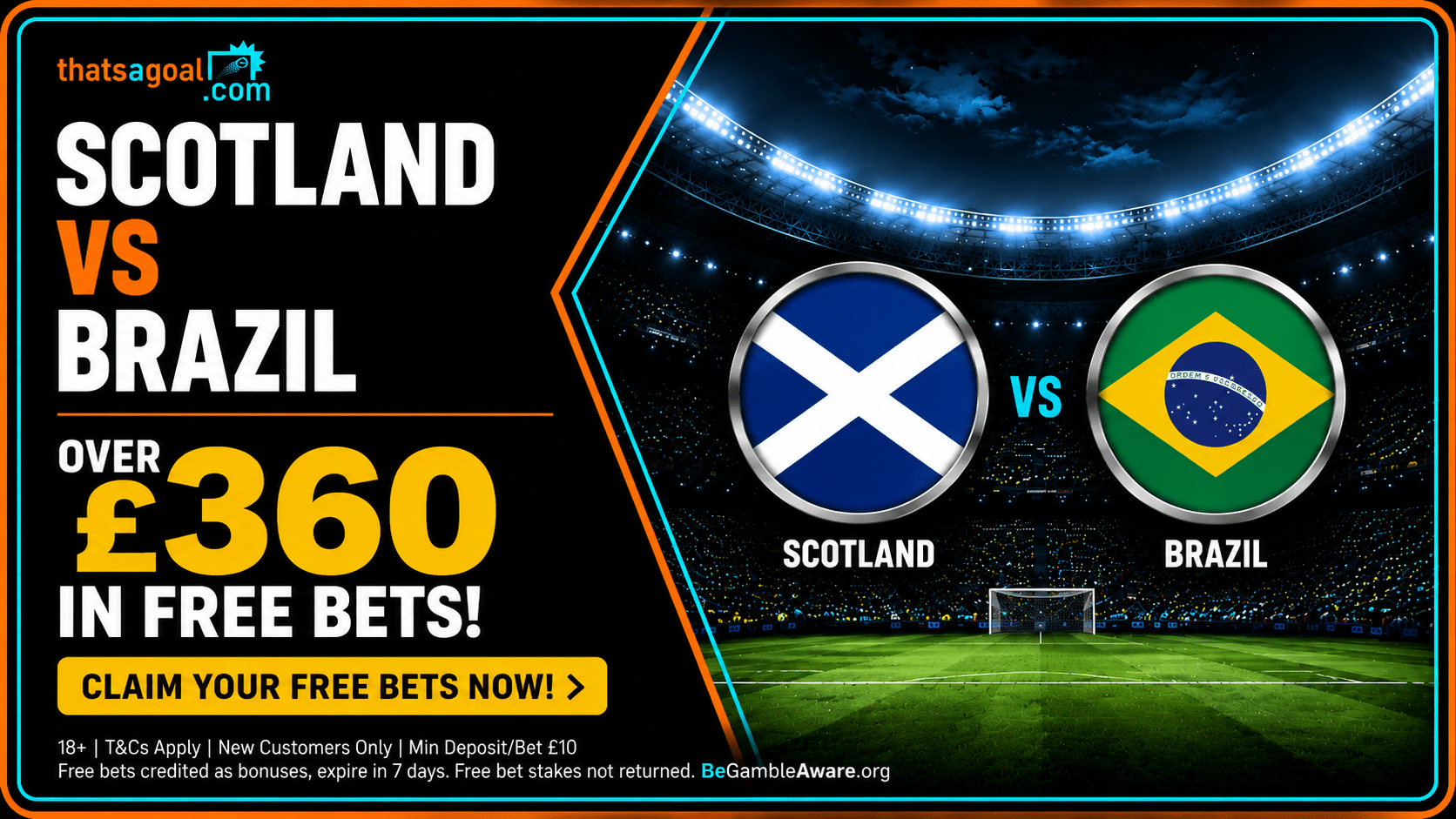 Scotland vs Brazil free bets