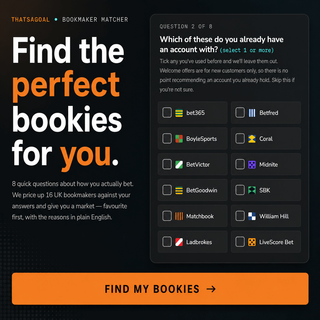Bookmaker Matcher — Find Your Perfect Betting Site