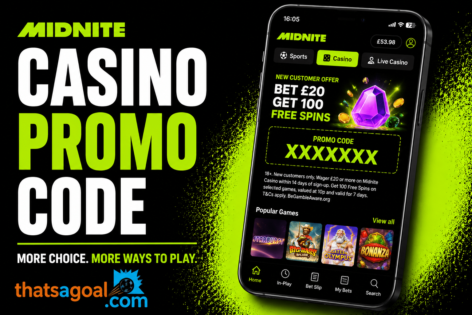 Midnite Casino Promo Code BETGETCASINO: Get 100 Free Spins