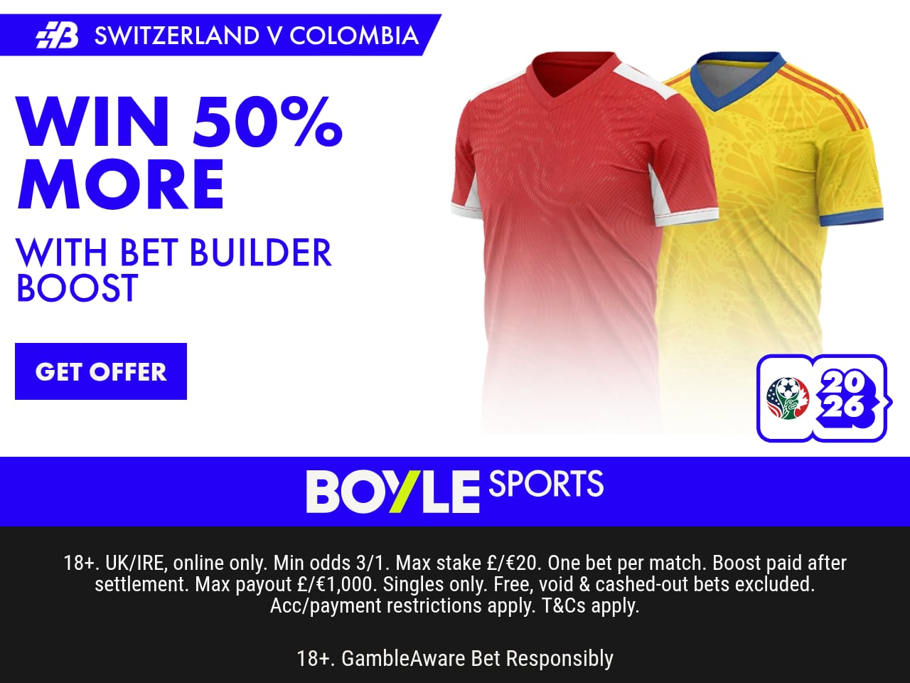 Switzerland Colombia bet builder