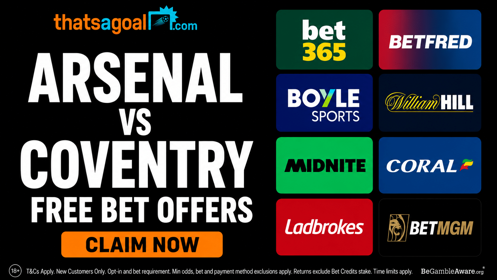 Arsenal vs Coventry free bets