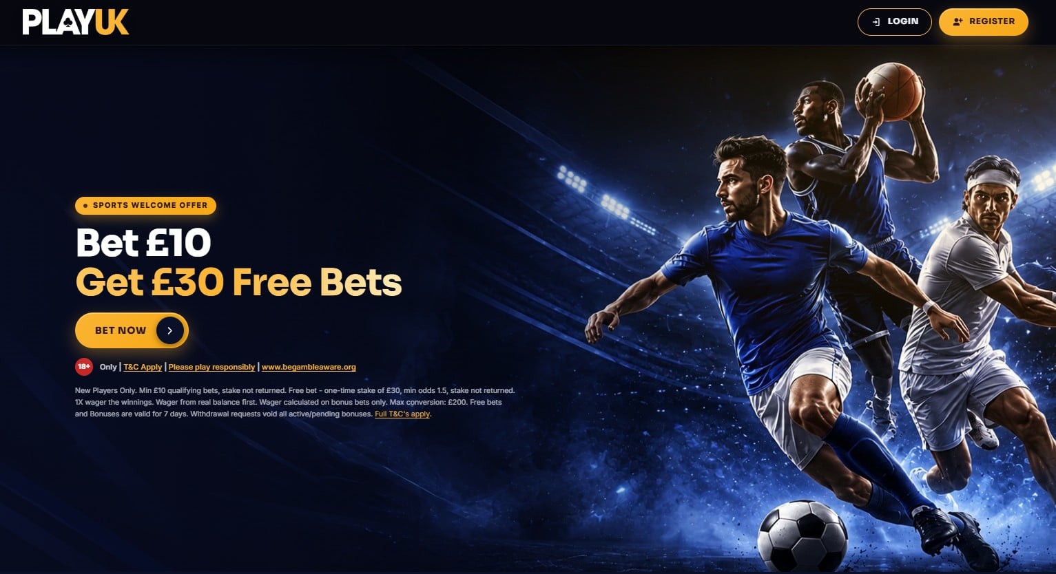 PlayUK Sports Sign-Up Offer: Bet £10 Get a £30 Free Bet