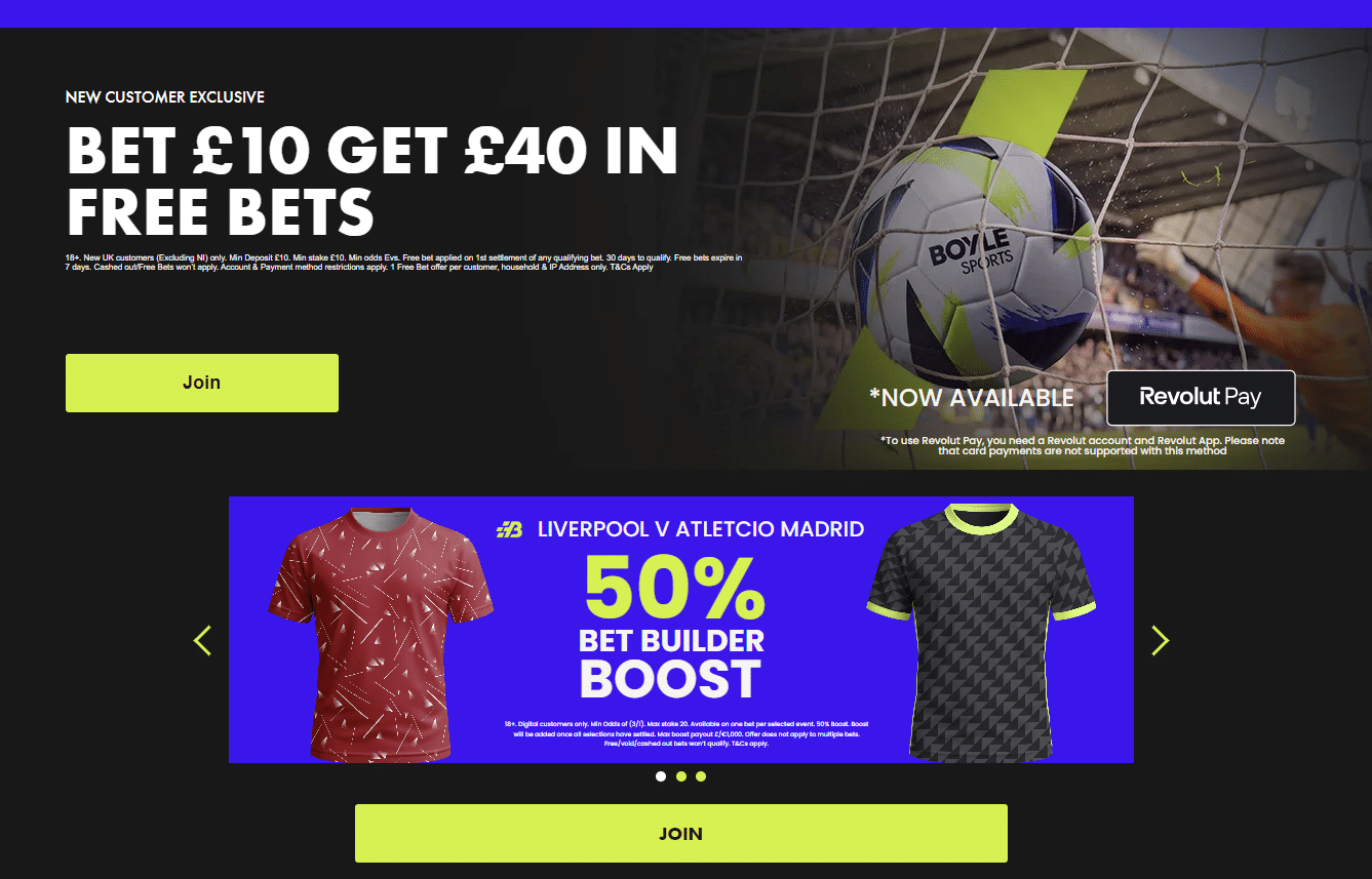 Boylesports Liverpool vs Atletico free bets