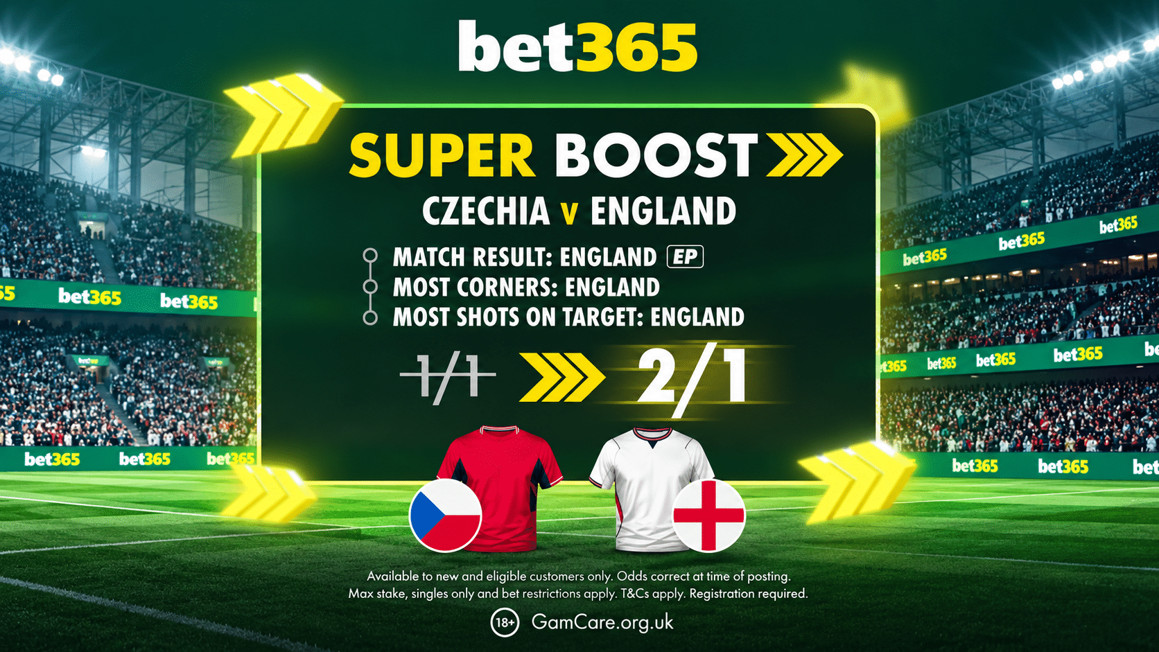 Czechia vs England bet365 Super Boost