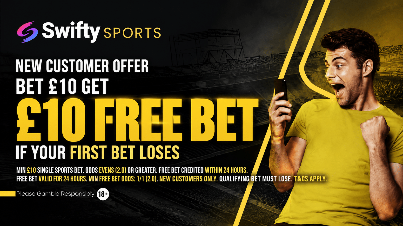 Swifty Sports Sign-Up Offer: Bet £10 and Get a £10 Free Bet if you Lose