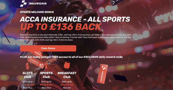 36Vegas Sign-Up Offer: Acca Insurance Up to £136 Back