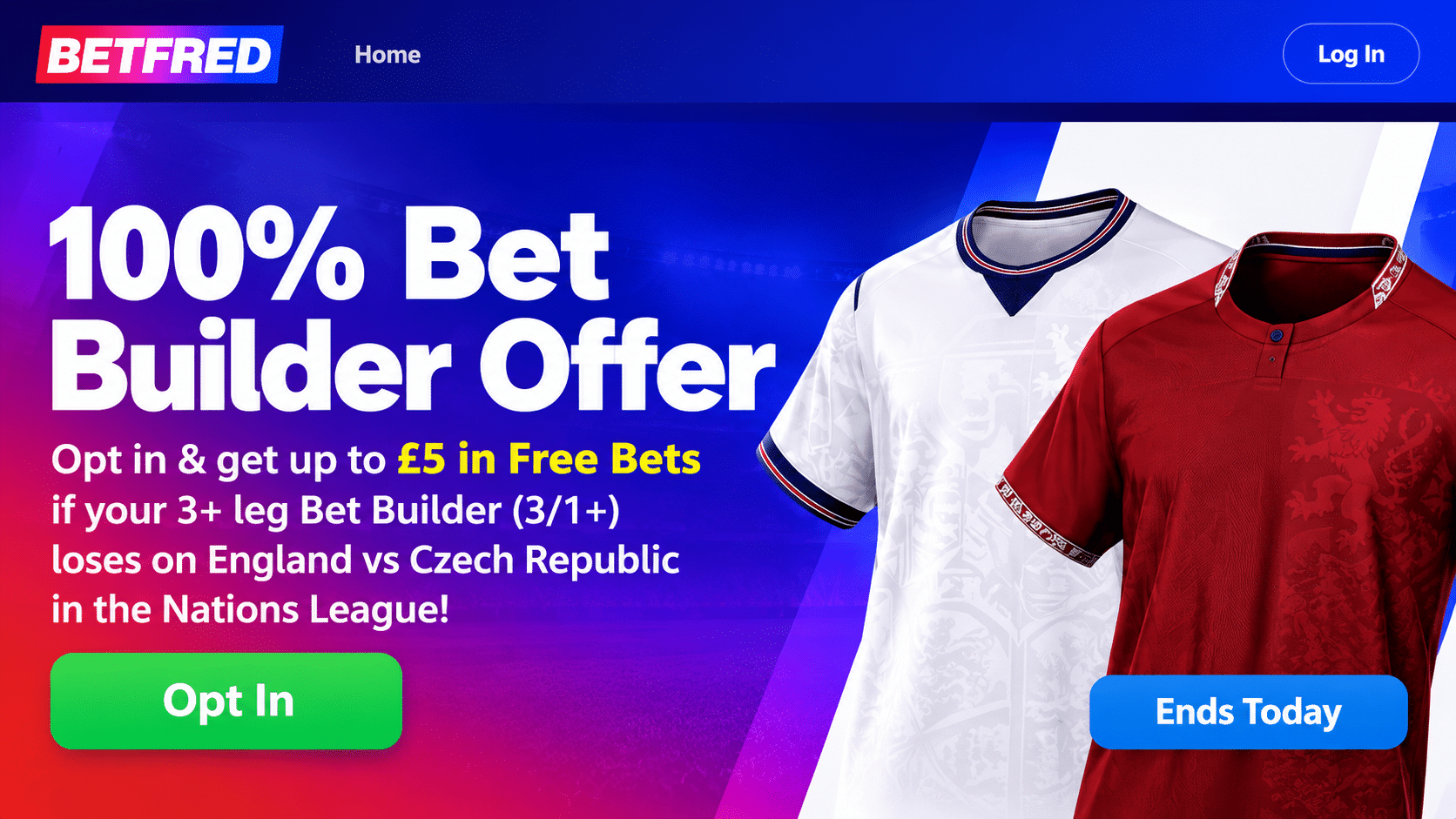 Betfred England vs Czechia money back offer